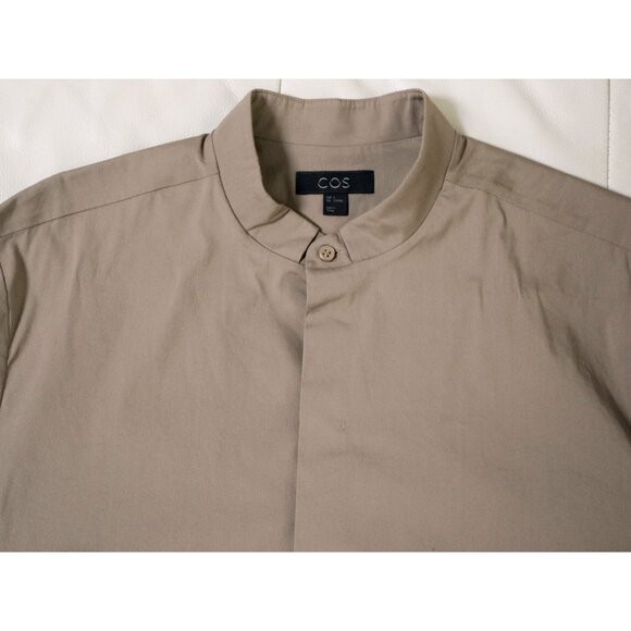 COS - Men's Tan Grandad Collar Button Down Shirt - Size Small - Picture 4 of 8